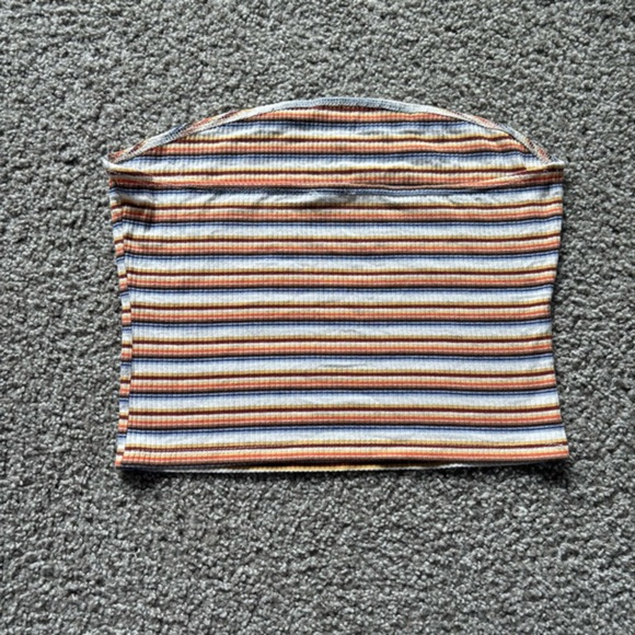Garage Striped Tube Top Sz L Cropped Stripes Retro Strapless Y2K Minimalist Snug - Picture 5 of 7